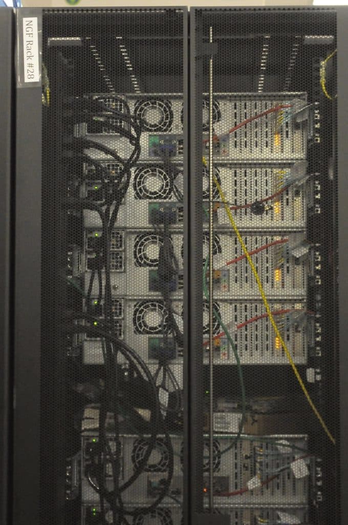 Network cabling patched into a switch