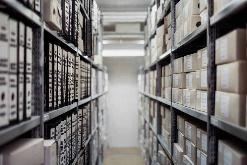 Warehouse shelving holding stock ready to pick