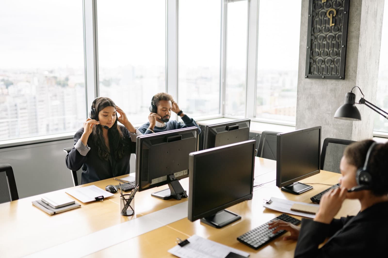 A sales team at work